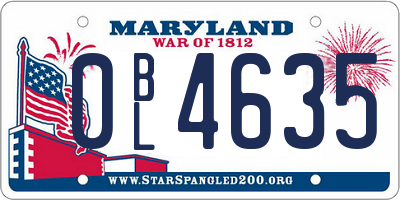 MD license plate 0BL4635