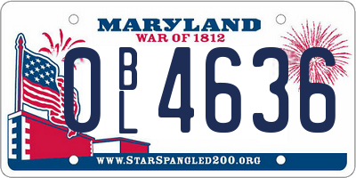 MD license plate 0BL4636