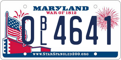 MD license plate 0BL4641