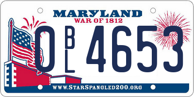 MD license plate 0BL4653