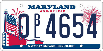 MD license plate 0BL4654