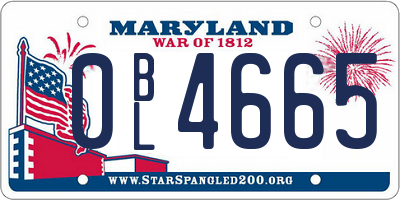 MD license plate 0BL4665