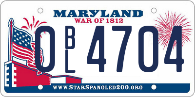 MD license plate 0BL4704