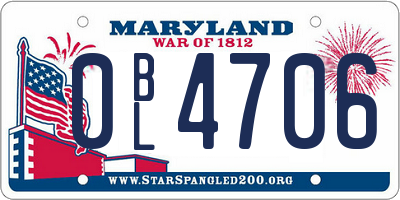 MD license plate 0BL4706