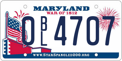 MD license plate 0BL4707