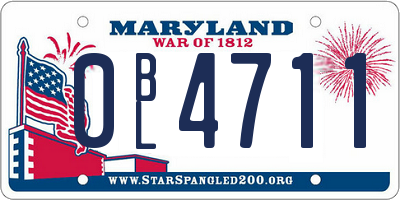 MD license plate 0BL4711