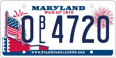MD license plate 0BL4720