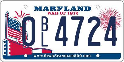 MD license plate 0BL4724