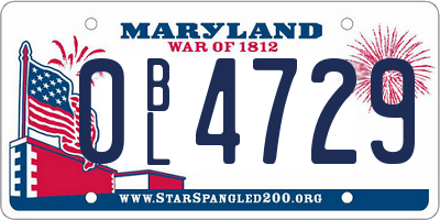 MD license plate 0BL4729