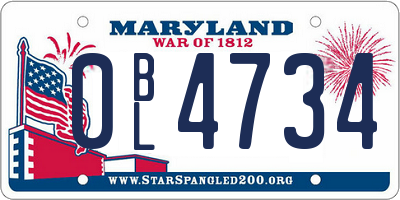MD license plate 0BL4734