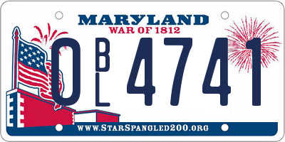 MD license plate 0BL4741