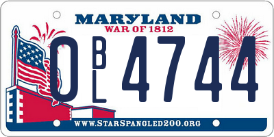 MD license plate 0BL4744