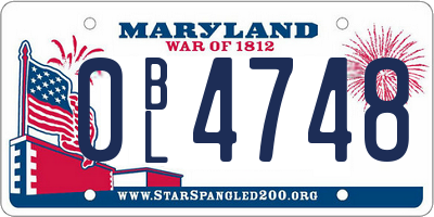 MD license plate 0BL4748