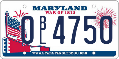 MD license plate 0BL4750