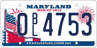 MD license plate 0BL4753