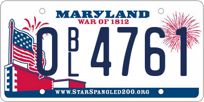 MD license plate 0BL4761