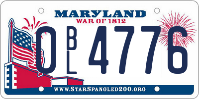 MD license plate 0BL4776