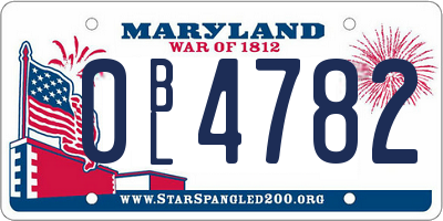 MD license plate 0BL4782