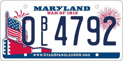 MD license plate 0BL4792