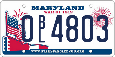 MD license plate 0BL4803