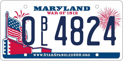 MD license plate 0BL4824