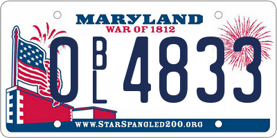 MD license plate 0BL4833