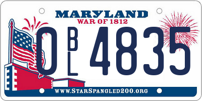 MD license plate 0BL4835