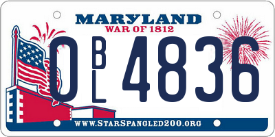 MD license plate 0BL4836