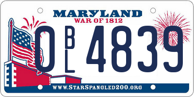 MD license plate 0BL4839