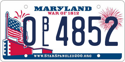 MD license plate 0BL4852