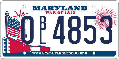MD license plate 0BL4853