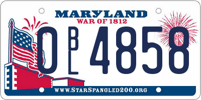 MD license plate 0BL4858