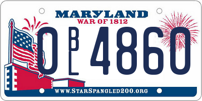 MD license plate 0BL4860