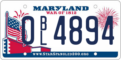 MD license plate 0BL4894