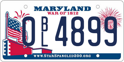 MD license plate 0BL4899
