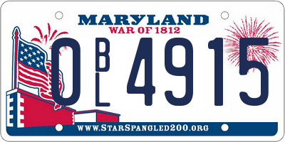 MD license plate 0BL4915