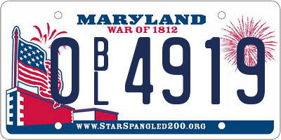 MD license plate 0BL4919