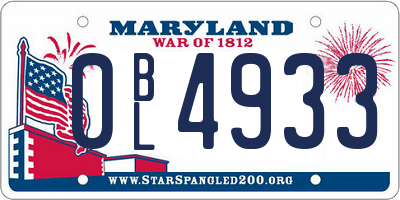 MD license plate 0BL4933