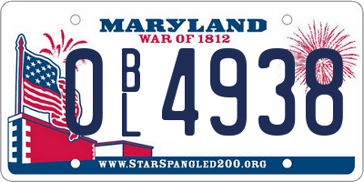 MD license plate 0BL4938