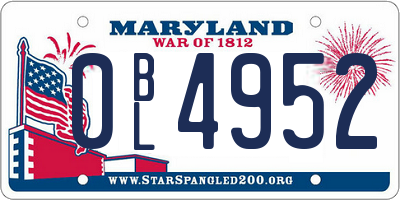 MD license plate 0BL4952