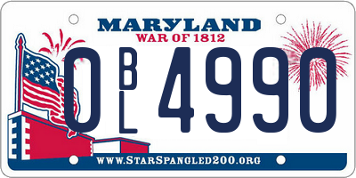 MD license plate 0BL4990