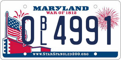 MD license plate 0BL4991