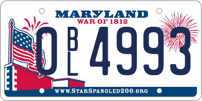 MD license plate 0BL4993