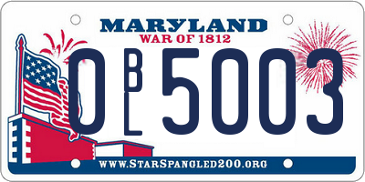 MD license plate 0BL5003