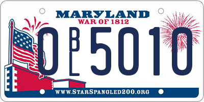 MD license plate 0BL5010