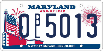MD license plate 0BL5013