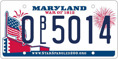 MD license plate 0BL5014