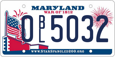 MD license plate 0BL5032