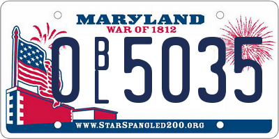 MD license plate 0BL5035