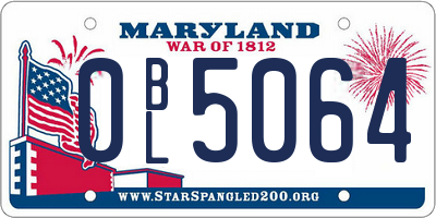 MD license plate 0BL5064